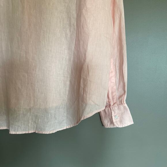 FRANK & EILEEN Eileen Relaxed Button-Up Shirt Peach Linen Size Small Casual Chic - Picture 15 of 16